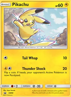 Pikachu card from SM Black Star Promos, number SM98/248