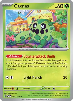 Cacnea card from Scarlet & Violet, number 005/198