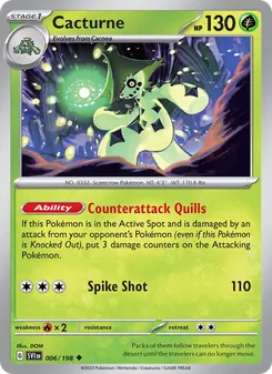 Cacturne card from Scarlet & Violet, number 006/198