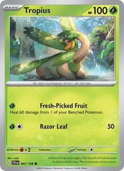 Tropius card from Scarlet & Violet, number 007/198