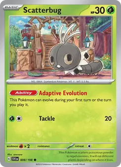 Scatterbug card from Scarlet & Violet, number 008/198
