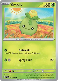 Smoliv card from Scarlet & Violet, number 021/198