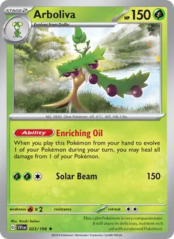 Arboliva card from Scarlet & Violet, number 023/198