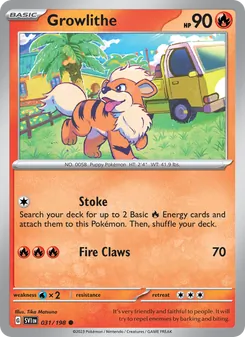 Growlithe card from Scarlet & Violet, number 031/198