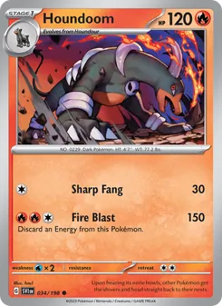 Houndoom card from Scarlet & Violet, number 034/198