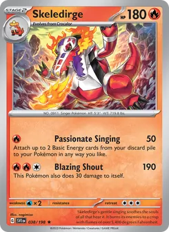 Skeledirge card from Scarlet & Violet, number 038/198