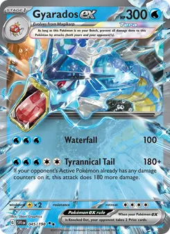 Gyarados ex card from Scarlet & Violet, number 045/198