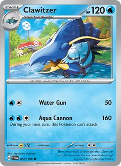 Clawitzer card from Scarlet & Violet, number 050/198