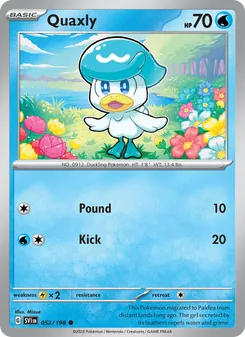 Quaxly card from Scarlet & Violet, number 052/198