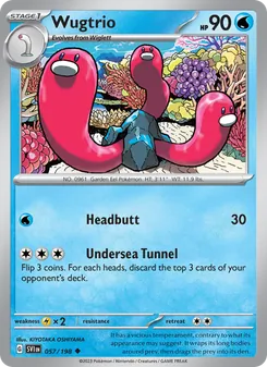 Wugtrio card from Scarlet & Violet, number 057/198