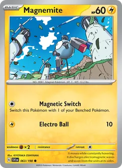 Magnemite card from Scarlet & Violet, number 063/198