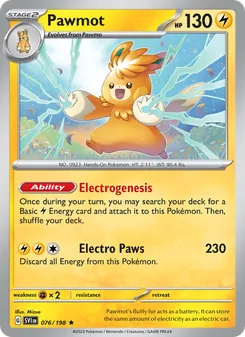 Pawmot card from Scarlet & Violet, number 076/198