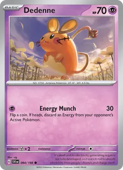 Dedenne card from Scarlet & Violet, number 094/198