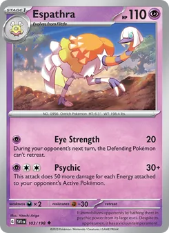 Espathra card from Scarlet & Violet, number 103/198
