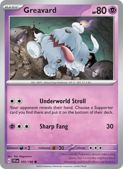 Greavard card from Scarlet & Violet, number 105/198