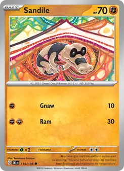 Sandile card from Scarlet & Violet, number 115/198