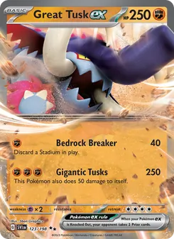 Great Tusk ex card from Scarlet & Violet, number 123/198