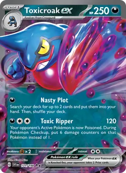 Toxicroak ex card from Scarlet & Violet, number 131/198