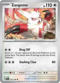 Zangoose card from Scarlet & Violet, number 147/198
