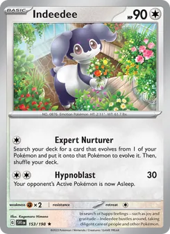 Indeedee card from Scarlet & Violet, number 153/198