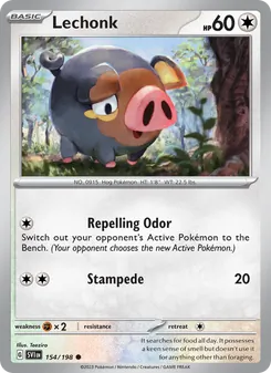 Lechonk card from Scarlet & Violet, number 154/198