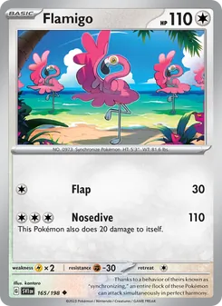 Flamigo card from Scarlet & Violet, number 165/198
