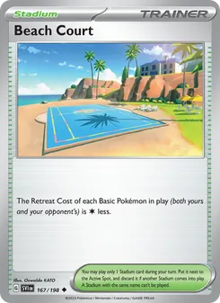 Beach Court card from Scarlet & Violet, number 167/198