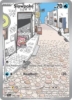 Slowpoke card from Scarlet & Violet, number 204/198