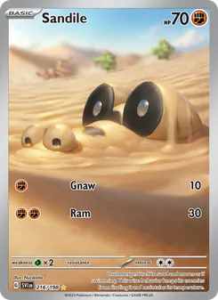 Sandile card from Scarlet & Violet, number 216/198