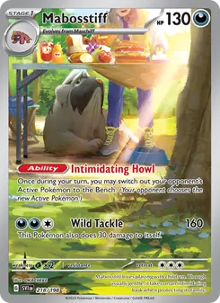 Mabosstiff card from Scarlet & Violet, number 218/198