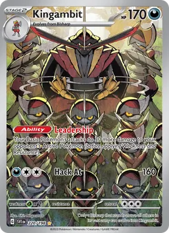 Kingambit card from Scarlet & Violet, number 220/198