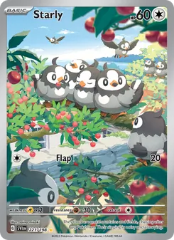 Starly card from Scarlet & Violet, number 221/198