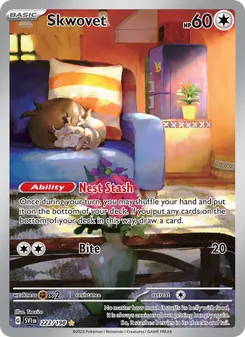 Skwovet card from Scarlet & Violet, number 222/198