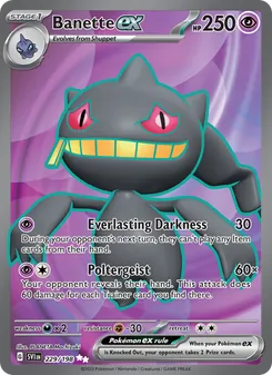 Banette ex card from Scarlet & Violet, number 229/198