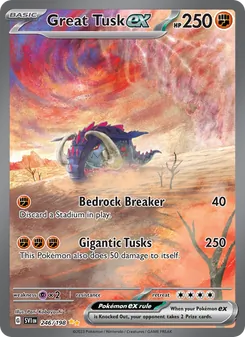 Great Tusk ex card from Scarlet & Violet, number 246/198