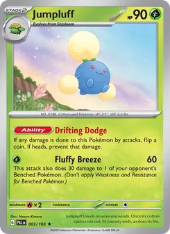Jumpluff card from Paldea Evolved, number 003/193