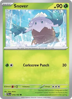 Snover card from Paldea Evolved, number 010/193
