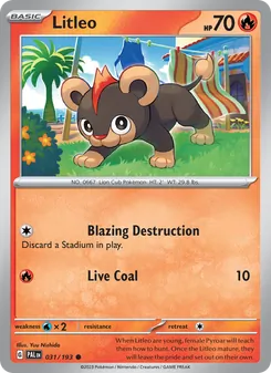 Litleo card from Paldea Evolved, number 031/193