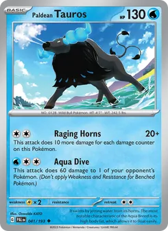 Paldean Tauros card from Paldea Evolved, number 041/193