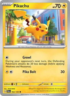 Pikachu card from Paldea Evolved, number 062/193
