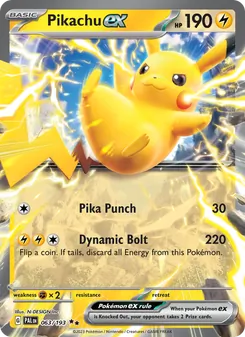 Pikachu ex card from Paldea Evolved, number 063/193