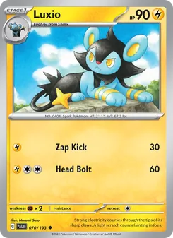 Luxio card from Paldea Evolved, number 070/193