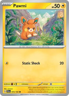 Pawmi card from Paldea Evolved, number 074/193