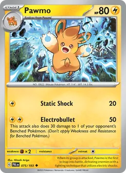 Pawmo card from Paldea Evolved, number 075/193