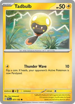 Tadbulb card from Paldea Evolved, number 077/193
