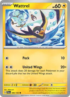 Wattrel card from Paldea Evolved, number 080/193