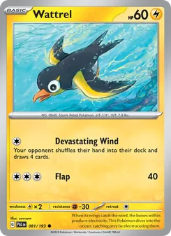 Wattrel card from Paldea Evolved, number 081/193