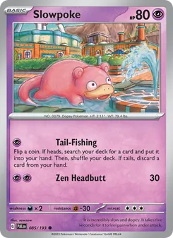 Slowpoke card from Paldea Evolved, number 085/193