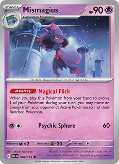 Mismagius card from Paldea Evolved, number 088/193