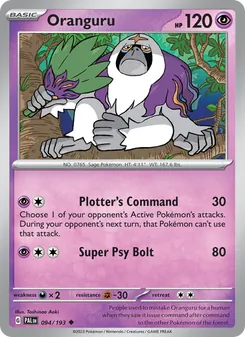 Oranguru card from Paldea Evolved, number 094/193